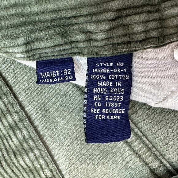 Gap Denim Corduroy Pant Mens 32x30 Green High Rise Button Up #151206-03-1 Cotton - Picture 6 of 10